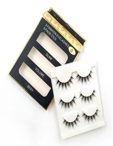 Falsche Wimpern 3 Paare 3D09 Faux Mink Natural Long Fake Strip Wimpern Make -up Schönheit Eyelash Extension Tools8992378