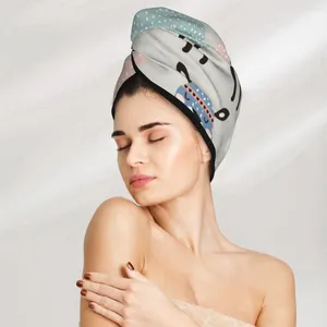 Towel Microfiber Girls Bathroom Drying Absorbent Hair Cute Llama And Cactus Magic Shower Cap Turban Head Wrap