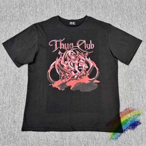 T-shirt maschile 2024SS THUG CLUB Digital Printing T Men Women Vintage T-shirt Tops oversize Short Seve Shirt H240508