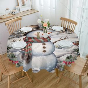 Bordduk Jul Snowman House Round Trabla Vattentät bröllopsfest täcker matsal för kök