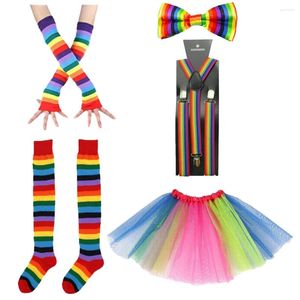 Party Supplies Pesenar Clown Costume Neon Dress Accessories Tuxedo Tutu Handskar Halsband Huvud med örhängen Glasögon