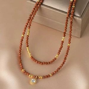 Collane a ciondolo Minar Vintage Natural Stone Rhinestone Perle in perline Collana a sospensione per donne 14k Gioielli di rame placcati in oro.