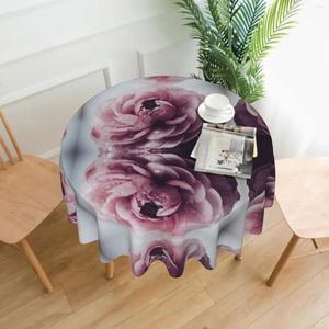 Table Cloth Soft Pink Flower Polyester Round Cover For Kitchen Dinning Waterproof Wrinkle Free Cloths