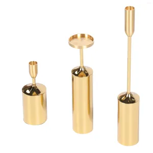 Titulares de vela 3pcs Desktop Candlestick Adornamentos exibem suporte de alumínio