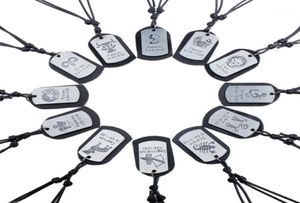 Mode tolv konstellationer halsband legering läderhänge Väduren taurus Gemini Leo Virgo Scorpio Fiskarna smycken19107915