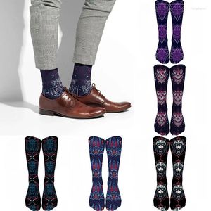 Herrensocken lustige glückliche Punk -Muster gedruckte Tierrohr geometrische Mode lässig große Schwarze Hochelastizität