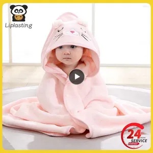 Rompers Unisex Baby Bademantel Flanell Flanell Cloak Cartoon Boy Girl Ultra-weicher Kapuzen-Spa-Robe-Badetuch geborenes Cover-Up Duschgeschenk