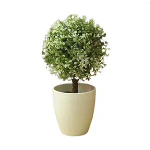 Flores decorativas Plantas de bola pequena de boxwood Faux Plants Indoor Garland Garland Fake for Kitchen Sala de estar prateleira