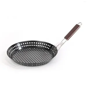 Pans Grilling Skillet Grill Basket Indoor Or Outdoor Pan Barbecue
