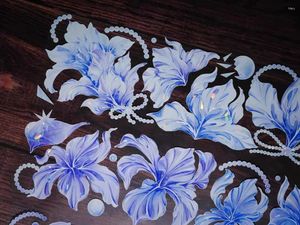 Present Wrap Vintage Blue Iris Floral Washi Pet Tape för Planner Card Making DIY Scrapbooking Plan Dekorativ klistermärke