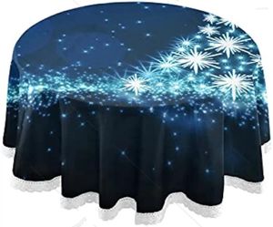 Bordduk snöflinga julgran rund bordduk 60 tums cirkel täcker cirkulär bordsskiva tyg med trimband för hem