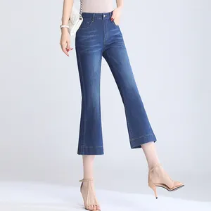 Jeans femminile 2024 femminile femminile primavera e estate ragazze svasate in tessuto sottile pantaloni di pantaloni a campana fresca
