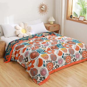 Filtar Flower Soffa Cotton Gaze 5 Lager Filt 150 200 cm Hem Bed Comporter El Handduk Täcken Plaids Beddrage