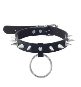 Chokers Emo Spike Choker Cool Punk Black Faux Leather Collar For Girls Chocker Goth Necklace Gothic Accessories8604706