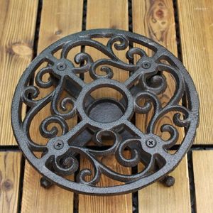 Candle Holders Round Retro Candlestick Metal Cast Iron Holder Wax Table Centerpieces Tea Light Candelabros