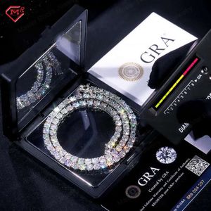 8 мм VVS Diamond Sterling Sier Hiphop Iced Out Moissanite теннисная цепь