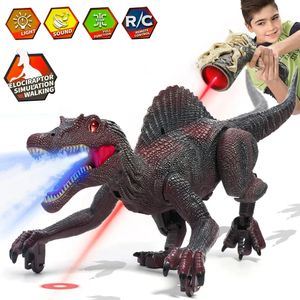 Laser Tracking RC Dinosaur Toys for Kids Remote Control Robot Verisimilitude Sound Boys Boys Girls Childrens Gifts 240511