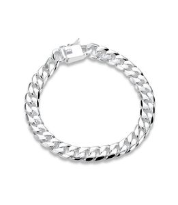 Cadeia lateral de 8 mm Male Macho Macho Macho Sterling Silver Bracelet Men and Women 925 Silver Bracelet SPB2274342344