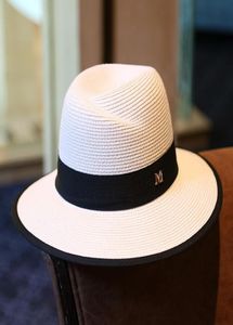 Kvinnor Eleganta hattar Retro Flat Top Sun Protection Beach Cap Fashion Street Party Outdoor Straw Hat4149108