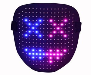 2022 Maschera luminosa di Halloween LED Maschera 25 Immagini dinamiche 25 Atmosfera da bar da ballo in induzione fa facciale