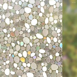 Window Stickers 45x100cm 3D oregelbunden sten av brytning Färgglad genomskinlig statisk film Hem Privacy Adhesive Glass Decor