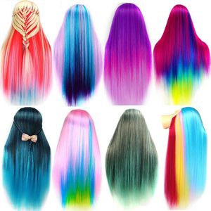 Mannequin Heads Beauty human model doll head with rainbow colored hair used for weaving styling training salon display Q240510