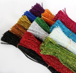 100st Glitter Chenille Stems Pipe Cleaners Plush Tinsel Stems Wired Sticks Kids Education Diy Craft Supplies Toys Crafting5241797