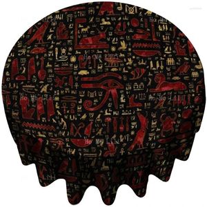 Table Cloth Colorful Ancient Egyptian Hieroglyphs Pattern Cultural Art Round Tablecloth Decorated The Kitchen