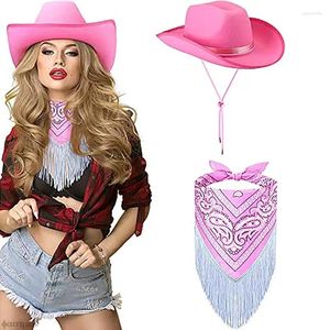 Party Supplies Western Cowboy Cap Pink Cowgirl Hat Women Girl and Paisley Bandana Costume For Cosplay