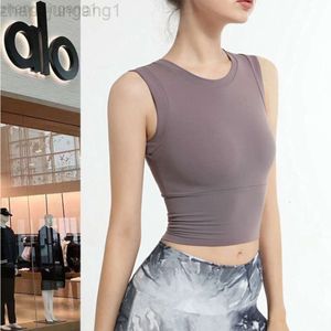 Desginer Als Yoga Aloe Top Shirt Clothe Short Woman Summer Sports Womens Tight Elastic Running Fitness Tank Pilates Training Top