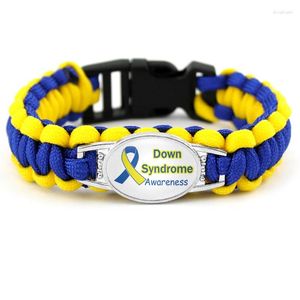 Charmarmband Downs syndrom medvetenhet band tro hoppas glas cabochon utomhus överlevnad paracord män kvinnor unisex smycken gåva