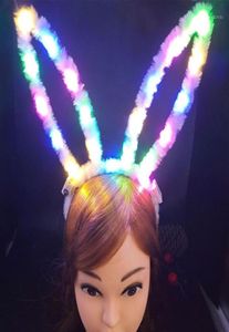 パーティーデコレーション10pcs 185cm LED Fluffy Long Ears Headband Women girls Light Up Hair Accessories Halloween Rave Supplies4604295
