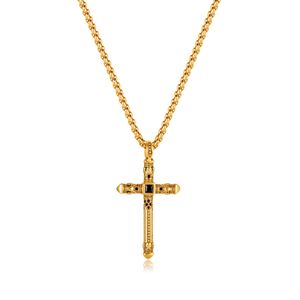 Män hängen halsband designer halsband rostfritt stål modekedjor med cryslal cross hänge guld silver färg punk stil