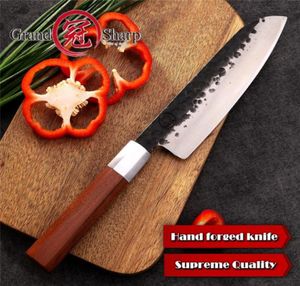 Grandsharp Santoku Knife 7 Inch Handmade Kitchen Knives Japanese kitchen knives High Carbon Steel Chef039s Slicing Cooking Tool2981582