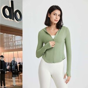 Desginer als Yoga Aloe Jacke Top Hemd Klobe Kurzfrau Hoodie neue Sportmantel Frauen Kapuze Fitness tragen Casurunning Schnell trockenes Top Top