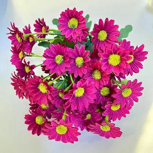 Fiori decorativi artificiale margherita bouquet finto seta matrimoniale per feste floreali accessori per la casa decorazioni da tavolo piante