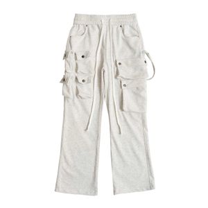 Męskie spodnie retro moda oryginalne towary flare pots mens multi kieszeni High Street Solid Frea