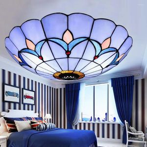 Deckenleuchten Vintage LED LED Tiffany Buntglas Flush Mount Lampe Kunst Dekor Beleuchtung für Wohnzimmer Schlafzimmer Haus Haus