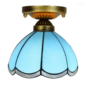 Ceiling Lights Creative Corridor 8 Inch Blue Baroque Room Glass Pendant Fancy Led Deckenleucht For Tiffany Lamp