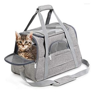 猫のキャリアポータブルペットバッグキャリアソフトマットサイドメッシュ折りたたみ犬バックパック旅行車