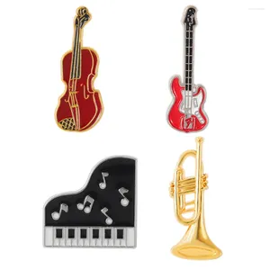 Brooches Guitar Enamel Badge Creative Cute Musical Instrument Music Theme Trumpet Metal Pins For Backpacks Clothes