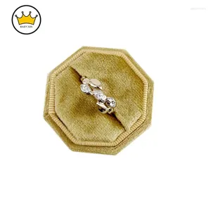 Jewelry Pouches Triple Ring Box Velvet Couple Earing Holder Case Display Wedding Engagement Organizer Packaging