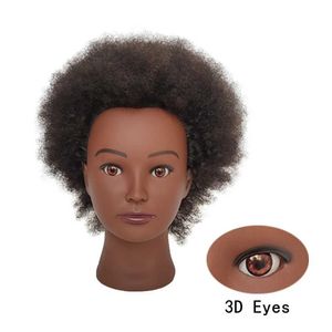 Mannequin Heads African Mannequin Head 100% Human Hair Training Form Braid Doll Practice Corn and 6 Inches Q240510