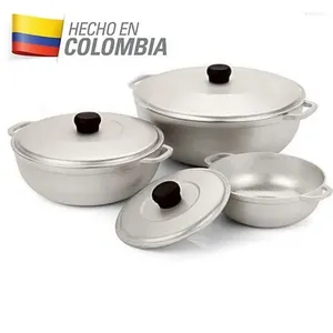 Cookware Sets Imusa 3Pieces Colombian Cast Aluminum Caldero Or Dutch Oven Set With Lid