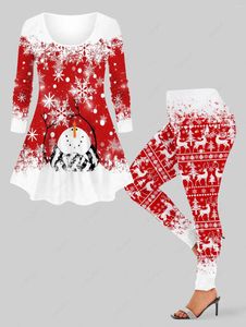 Zweiteilige Hosen für Frauen 2024 Weihnachtspyjama Set 3D Print Snowflake Snowman Tree Branch Elk täglich lässige Home Nachtwäsche Outfits XS-6x