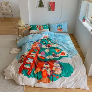 Bettwäsche -Sets GXC Weihnachtsbaum Bettdecke KOREA FANNEL VELVET KILOWAKS BED Cartoon Schneemann Leinen YKK Reißverschluss