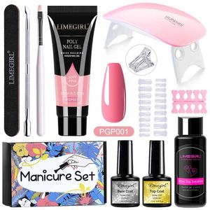 Kit per nail art limegirl da 15ml poligeli kit gel per unghie per manicure set costruttore di soluzione acrilica Clear Color Gel Extension Strumenti per chiodi set T240510