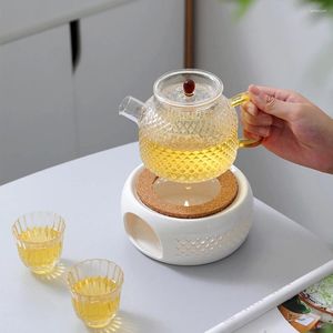 صواني الشاي سخانات الشاي سيراميك مع وسادة الفلين وعاء قابل لإعادة الاستخدام للزجاج/السيراميك