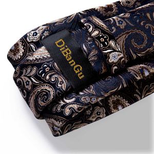 Neckkrawatte Set Männer Krawatte Gold Blue Paisley Hochzeit Krawatte für Männer Hanky Manschettenknöpfe Seidenmänner Krawatte Party Business Fashion Designer MJ-7249