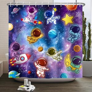 Tende per doccia tema tema da cartone animato pianeta razzo stellato cielo per bambini decorazioni vasca da bagno poliestere impermeabili